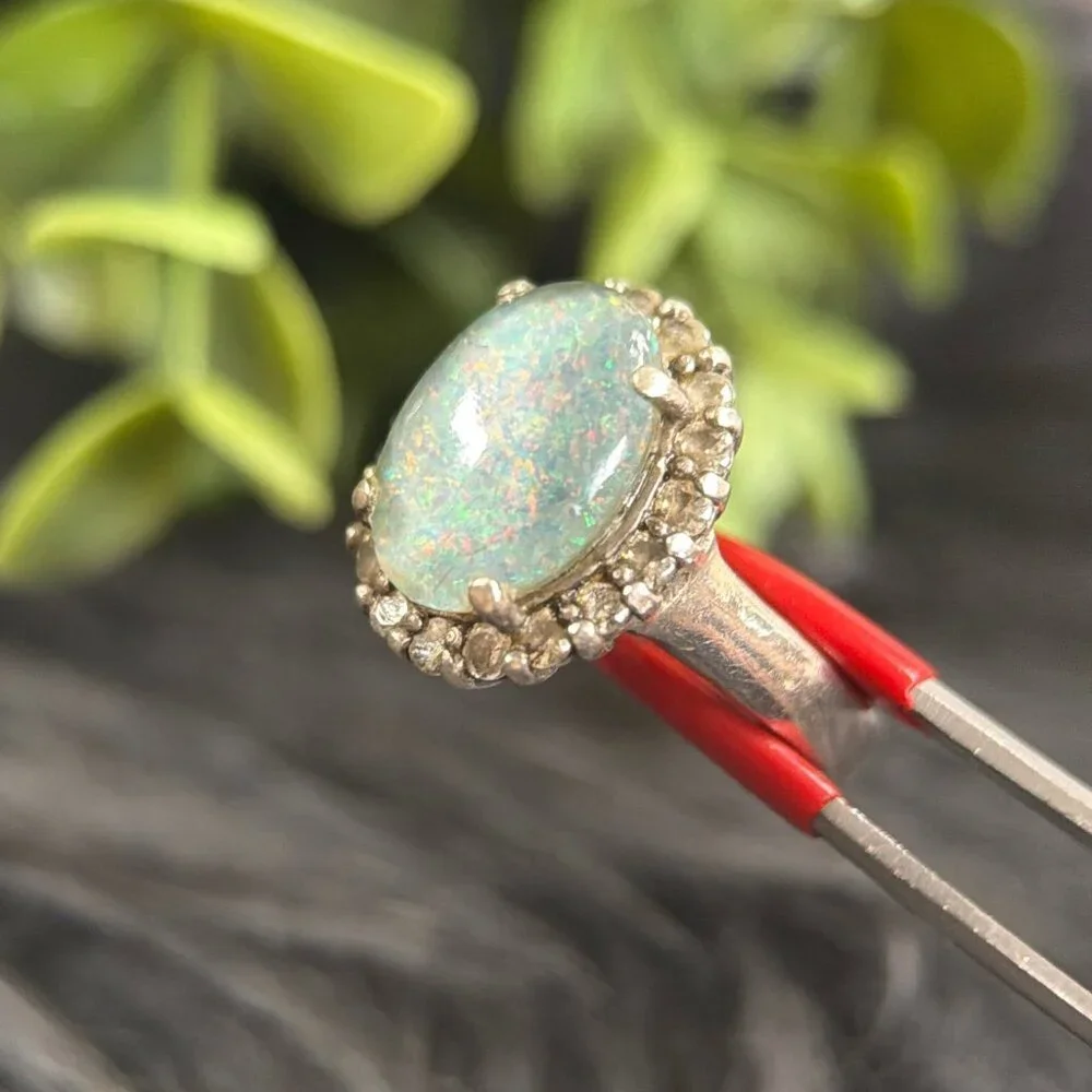 Silver‎ 925 Opal/Cz Ring